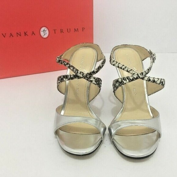 🆕Ivanka Trump Open Toe Crisscross Heel Mule Snake - Picture 7 of 8